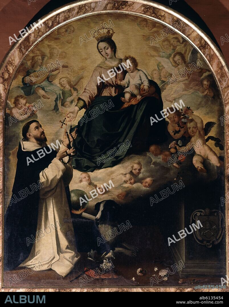 BARTOLOMÉ ESTEBAN MURILLO. VIRGEN DEL ROSARIO - SIGLO XVII - BARROCO ESPAÑOL.