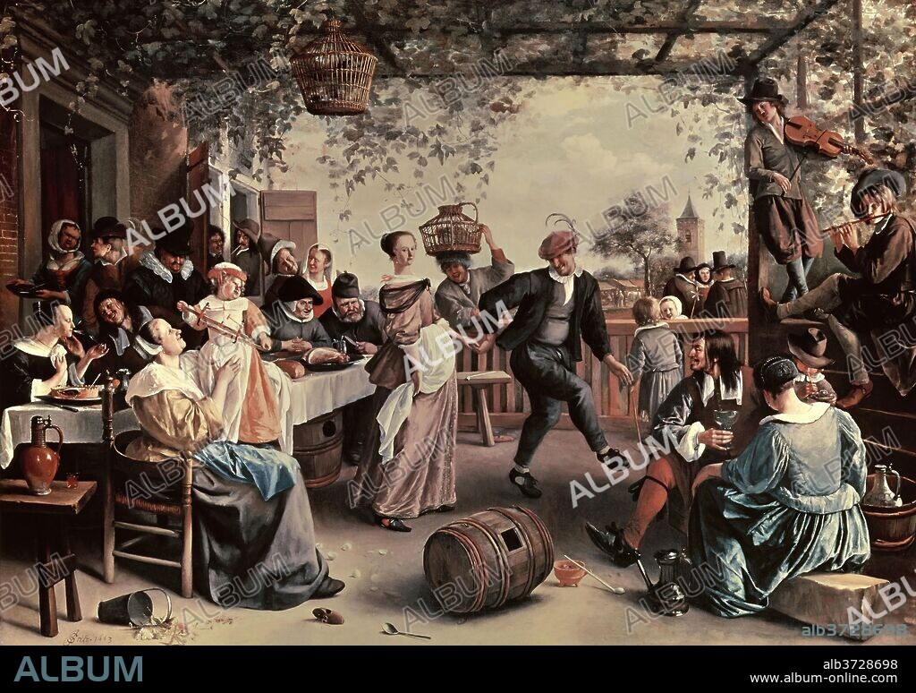 JAN STEEN. The Dancing Couple. Dated: 1663. Dimensions: overall: 102.5 x 142.5 cm (40 3/8 x 56 1/8 in.)  framed: 131.4 x 171.8 cm (51 3/4 x 67 5/8 in.). Medium: oil on canvas.