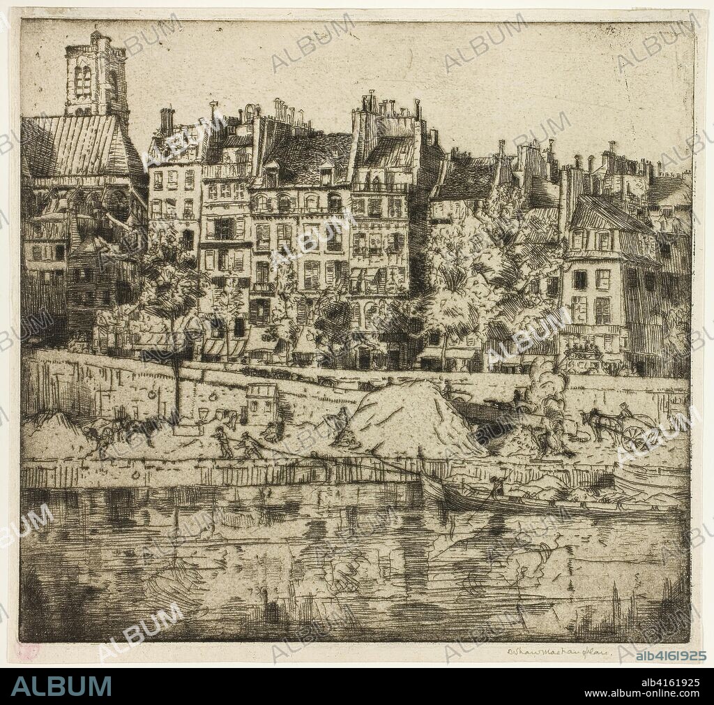 Quai de l'Hotel de Ville, Paris. Donald Shaw MacLaughlan; American, born Canada, 1876-1938. Date: 1900. Dimensions: 219 x 237 mm (image/plate); 230 x 245 mm (sheet). Etching in black on cream laid paper. Origin: United States.