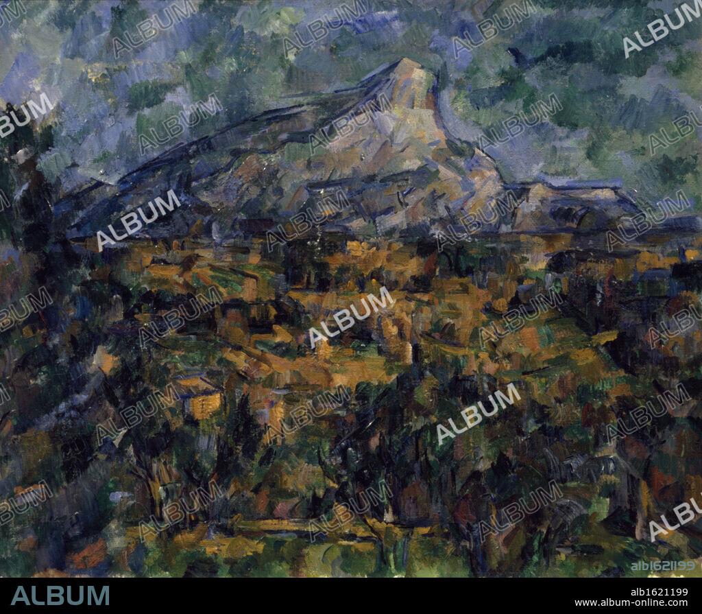 PAUL CÉZANNE. Landscape at Aix (Mount St. Victoire)  1905  Paul Cezanne (1839-1906 French)  Oil on canvas  Pushkin Museum of Fine Arts, Moscow, Russia.