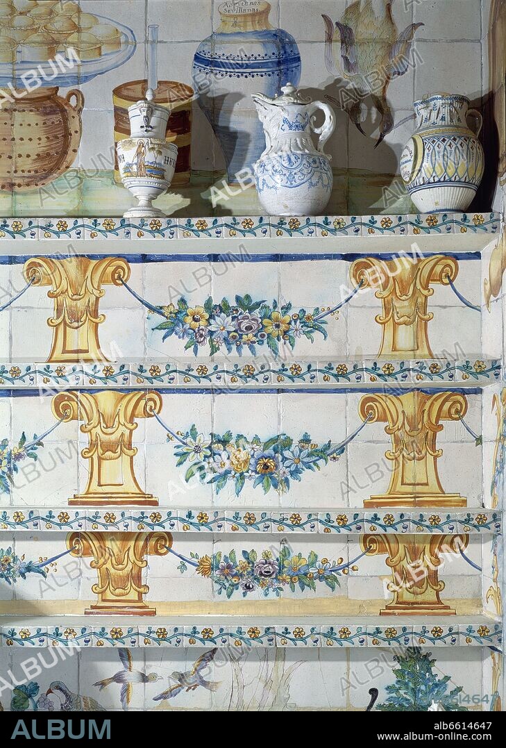 COCINA DE FINALES DEL SIGLO XVIII CON AZULEJOS DE ALCORA.