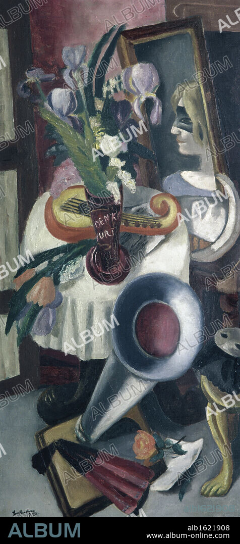 Still Life With Gramophone and Iris by Max Beckmann, Oil on canvas, 1924, 1884-1950, Private Collection.