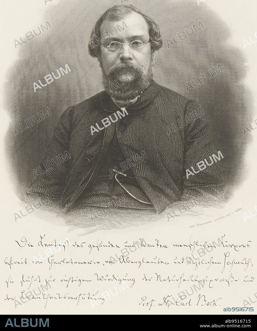 Portrait of Carl Ernst Bock, Lazarus Gottlieb Sichling, 1822 - 1863, print maker: Lazarus Gottlieb Sichling, (mentioned on object), anonymous, (mentioned on object), Ch. Weiss, (mentioned on object), 1822 - 1863, paper, steel engraving, h 231 mm - w 190 mm.