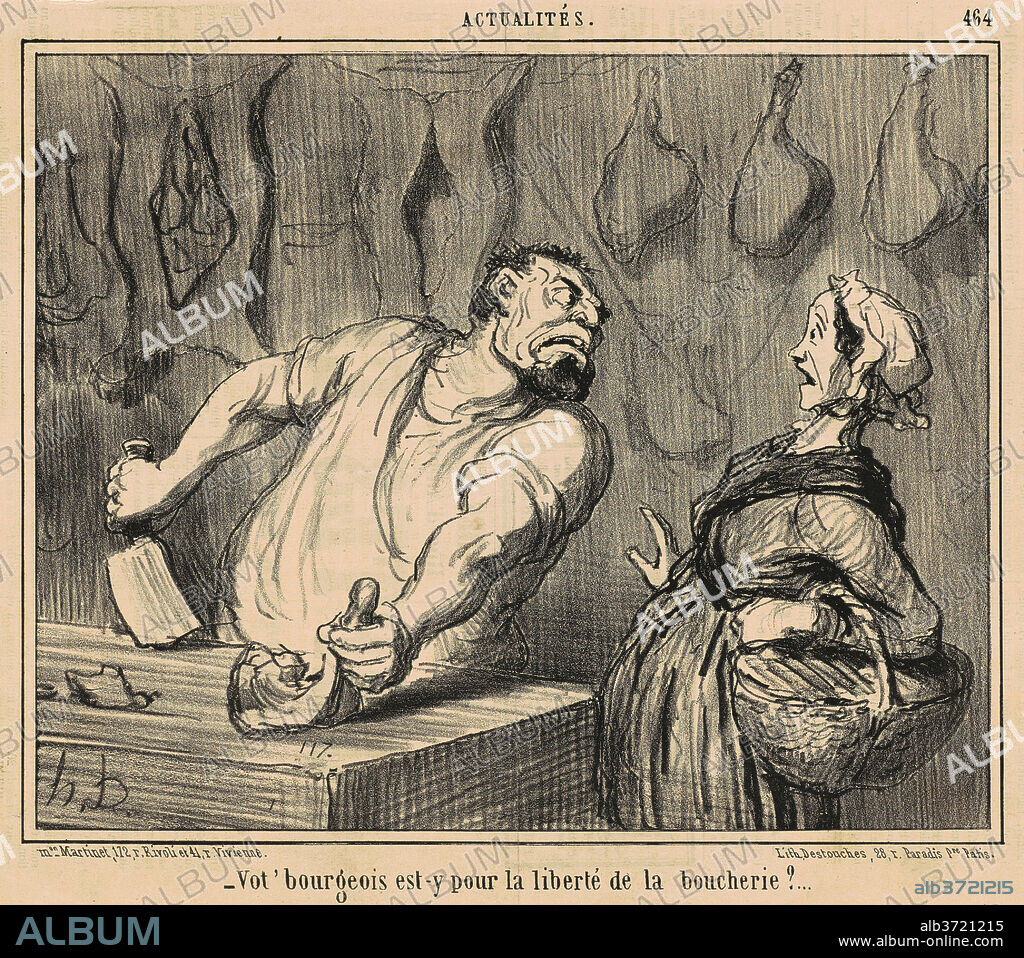 HONORE DAUMIER. Vot' Bourgeois est-y pour liberté de la boucherie?. Dated: 19th century. Medium: lithograph.