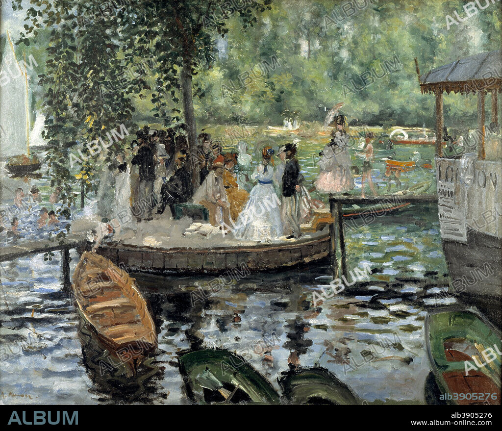 PIERRE AUGUSTE RENOIR. La Grenouillère La Grenouillère. Date/Period: 1869. Painting. Oil on canvas. Height: 665 mm (26.18 in); Width: 810 mm (31.88 in).