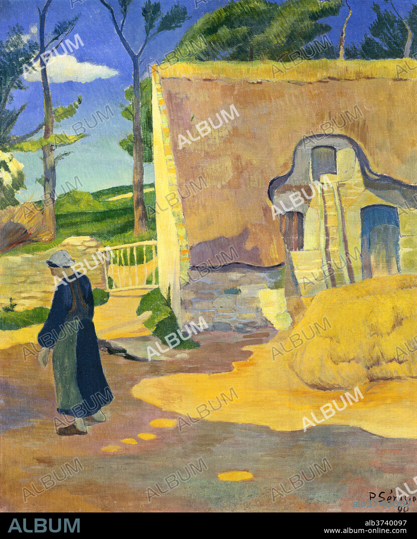 PAUL SERUSIER. Farmhouse at Le Pouldu. Dated: 1890. Dimensions: overall: 72 x 60 cm (28 3/8 x 23 5/8 in.)  framed: 101.6 x 88.9 x 7.6 cm (40 x 35 x 3 in.). Medium: oil on canvas.