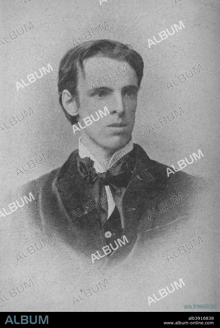 'W. B. Yeats', c1900, (1934). William Butler Yeats (1865-1939) a prominent figure of the Irish and British literary establishments, in his later years served as an Irish Senator for two terms. Yeats was a notable figure behind the Irish Literary Revival and cofounded the Abbey Theatre, where he served as its chief during its early years. In 1923, he was awarded the Nobel Prize in Literature, the first Irishman to be honoured.  From The Bookman - Special Christmas Number 1934. [Hodder and Stoughton, London, 1934].