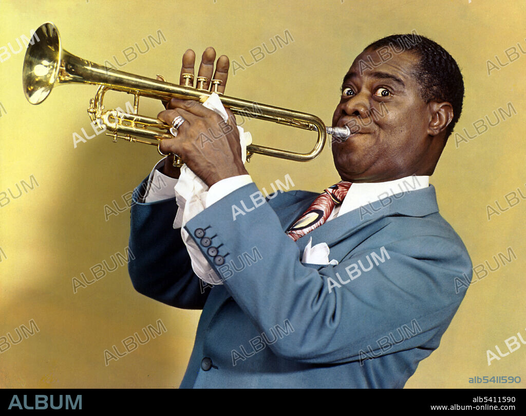 Louis Armstrong (1901 - 1971) was an American jazz trumpeter, singer and one of the most appreciated jazz artists of the Harlem Renaissance. Renowned for his charismatic stage presence and voice almost as much as for his trumpet playing, his influence extended well beyond jazz music. Armstrong played music up until the day he died. Harry Warnecke, Gus Schoenbaechler, 1947.