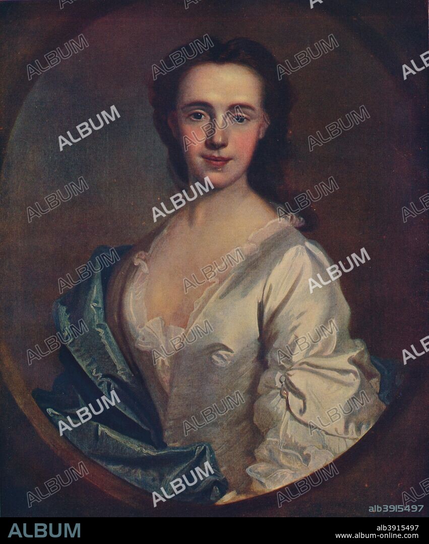 Anne Farquharson, Lady Mackintosh (1723-1787). Lady Mackintosh's father was John Farquharson a staunch Jacobite of Invercauld, chief of the Clan Farquharson. She was married to Angus Mackintosh, Chief of the Clan Mackintosh. After the Battle of Culloden, Lady Anne was arrested and turned over to the care of her mother-in-law for a time. After an original painting by Allan Ramsay (1713-1784). From The Connoisseur, 1909-10.