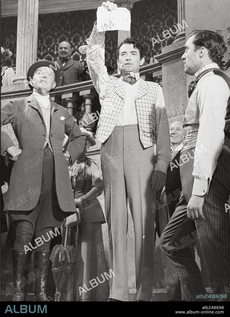 GREGORY PECK and RONALD SQUIRE in MAN WITH A MILLION, 1953 (THE MILLION POUND NOTE), directed by RONALD NEAME. Copyright RANK.