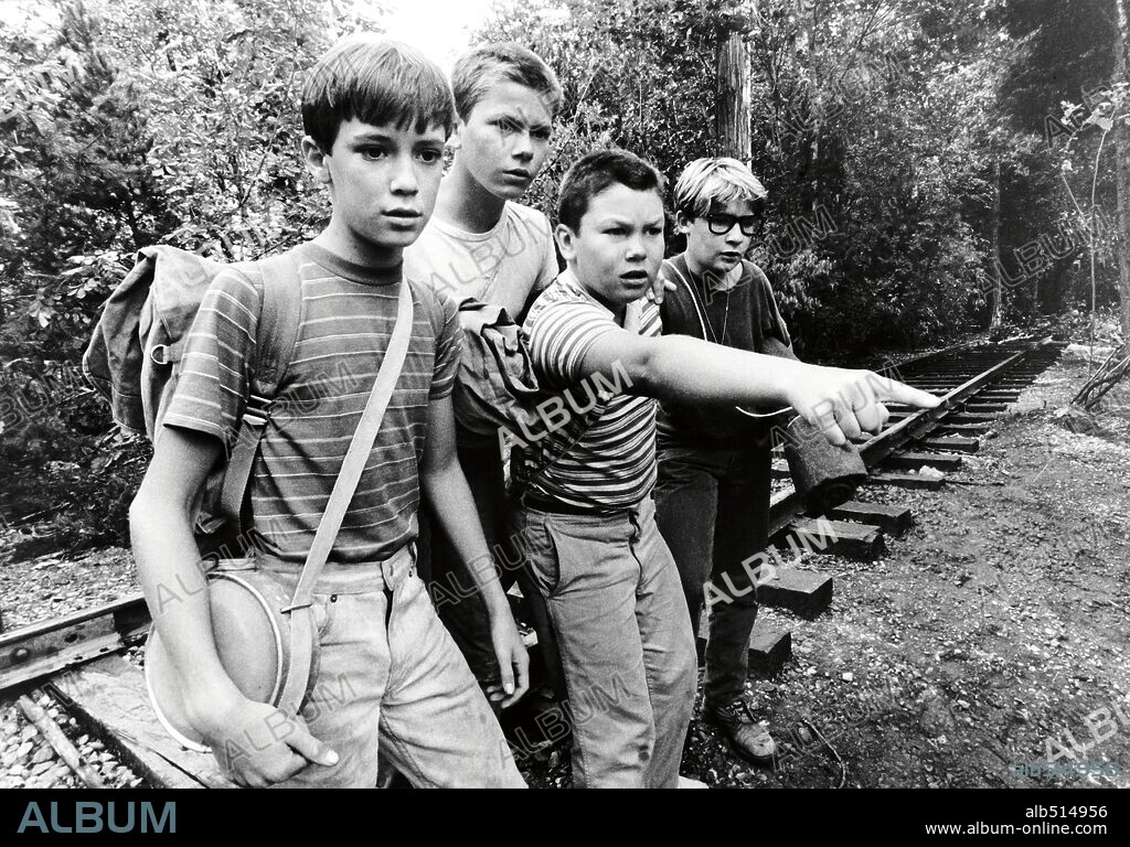 COREY FELDMAN, JERRY O'CONNELL, RIVER PHOENIX und WIL WHEATON in STAND BY ME - DAS GEHEIMNIS EINES SOMMERS, 1986 (STAND BY ME), unter der Regie von ROB REINER. Copyright COLUMBIA PICTURES.