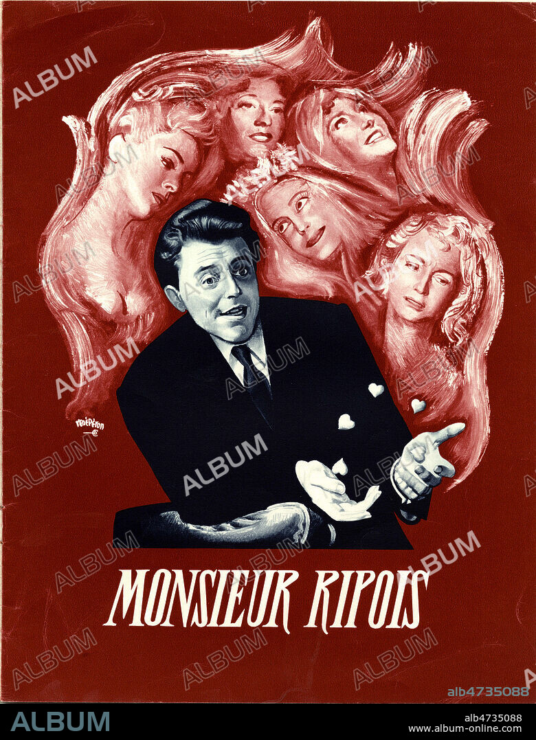 Monsieur Ripois. Illustration de Rene PERON pour le film realise en 1954 par Rene CLEMENT (1913-1996) avec Gerard PHILIPE (1922-1959). Credit : Collection IM/KHARBINE-TAPABOR.