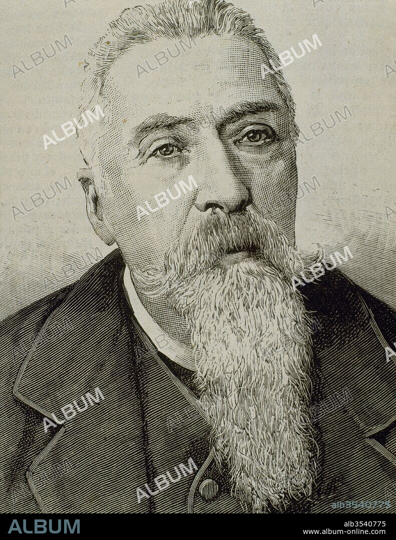 Luis Fernández-Guerra y Orbe (Granada, 1818-Madrid, 1890). Escritor y académico español. Grabado. "La Ilustración Española y Americana", 15 de marzo de 1890.