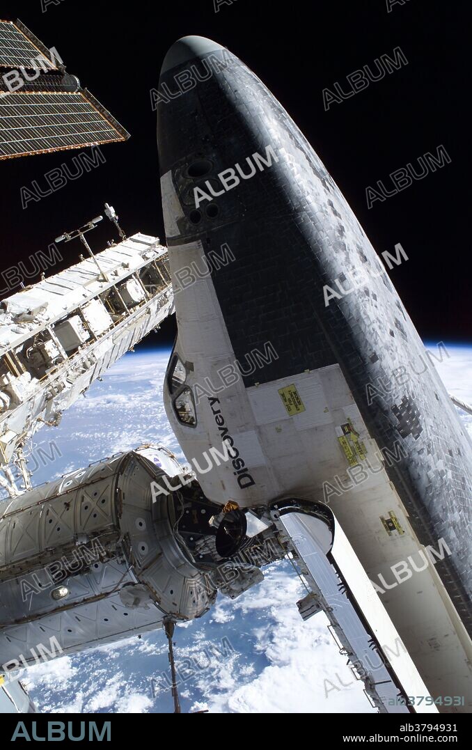 Discovery, docked to the Destiny laboratory of ISS. STS-114 was the first "Return to Flight" Space Shuttle mission following the Columbia disaster. Discovery launched on July 26, 2005, at 10:39 EDT. Discovery delivered supplies to the ISS, but the major focus of the mission was testing and evaluating new flight safety techniques, and inspection and repair techniques. The crewmembers used the new Orbiter Boom Sensor System - a set of instruments on a 50 foot extension attached to the Canadarm. The OBSS instrument package consists of visual imaging equipment and a Laser Dynamic Range Imager to detect problems with the shuttle's Thermal Protection System. The crew scanned the leading edges of the wings, the nose cap, and the crew compartment for damage. Analysis of the launch footage showed debris separating from the external tank during ascent; the issue that had set off the Columbia disaster. NASA decided to postpone future shuttle flights pending additional modifications to the flight hardware. Flights resumed a year later with STS-121.