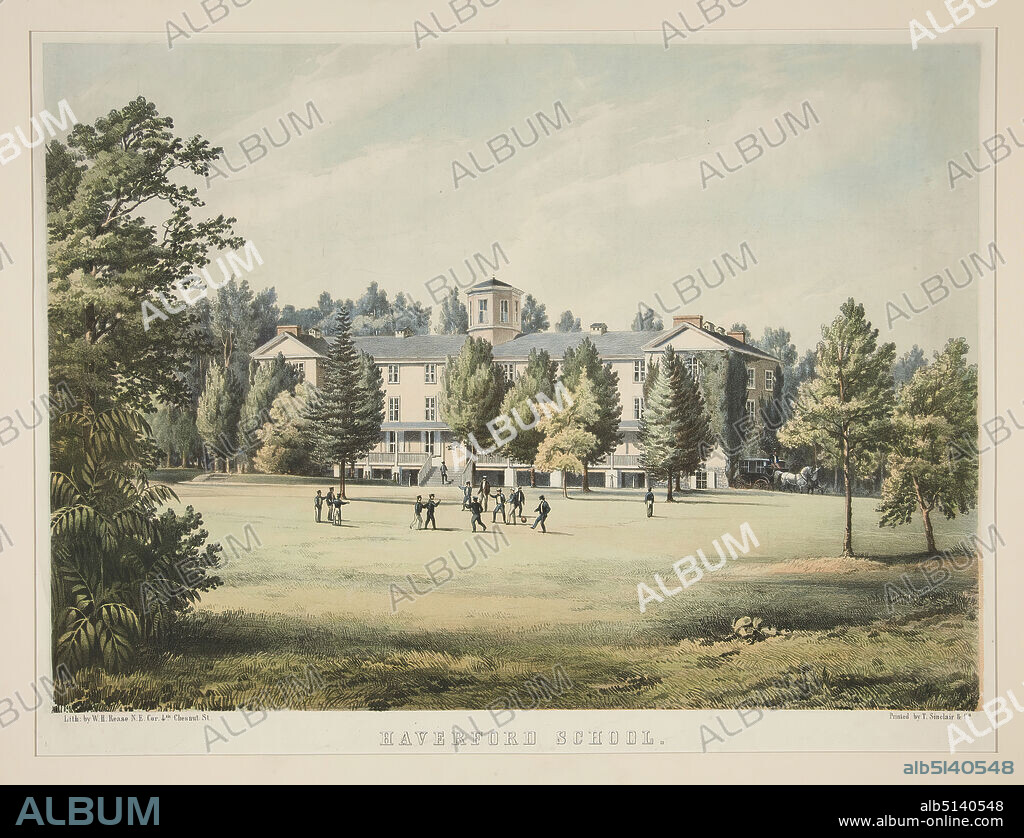 Artist: William H. Rease, American ca. 1818-after 1860, Haverford School, Lithograph In colors, sheet: 44.5 × 60 cm (17 1/2 × 23 5/8 in.), Made in United States, American, 19th century, Works on Paper - Prints.