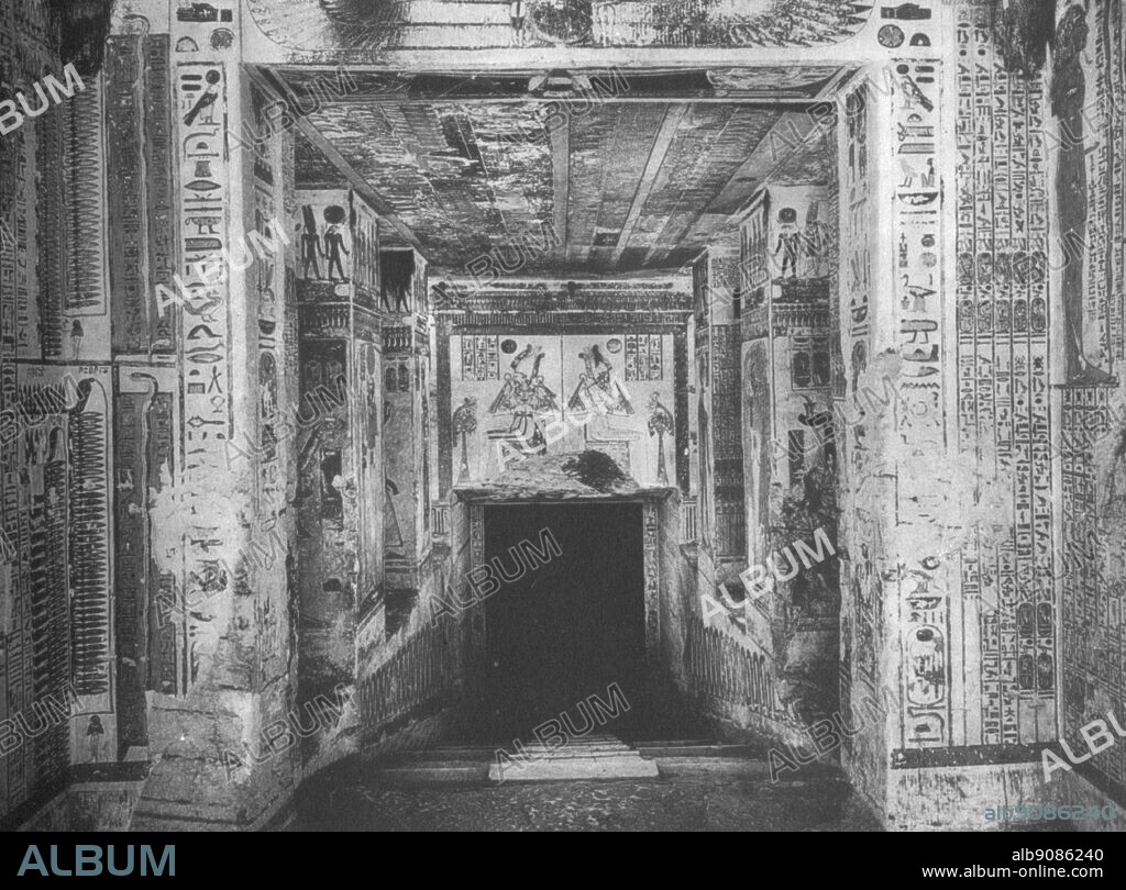The entry to the funeral chamber of Ramesses VI (reigned 1142-1134 BC) in the Valley of the Kings. From Tutankhamen by Christiane Desroches Noblecourt, page 61.