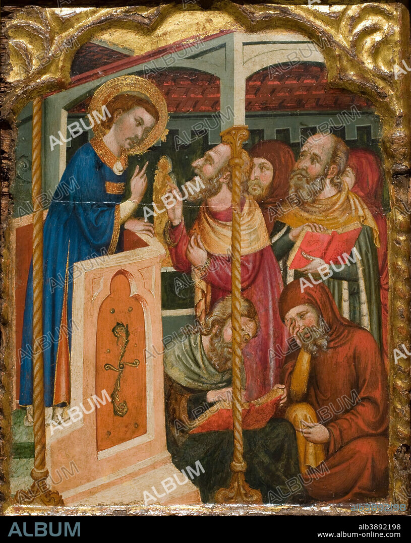 CIRCLE OF FERRER AND ARNAU BASSA. Saint Stephen's Dispute with the Jews. Date/Period: Ca. 1340-1360. Painting. Tempera and gold leaf on wood. Height: 550 mm (21.65 in); Width: 440 mm (17.32 in).