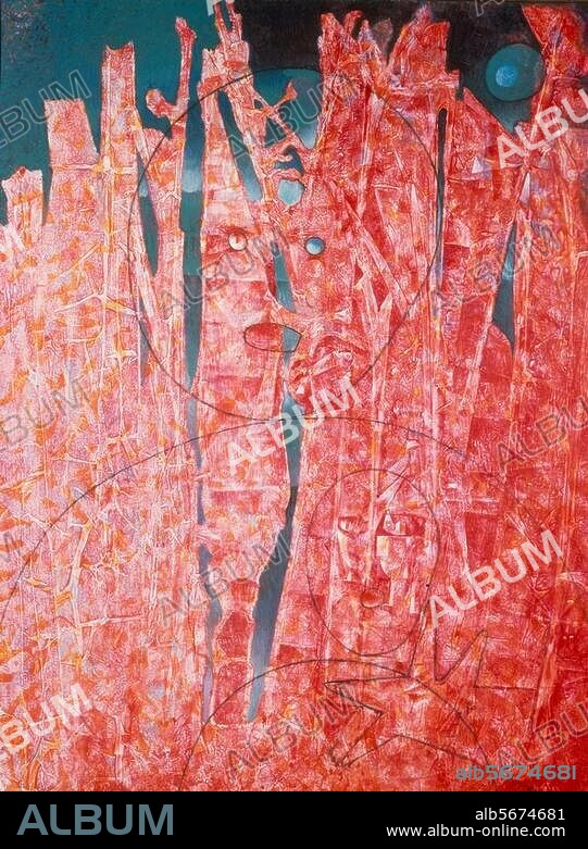 MAX ERNST. Ernst, Max. 1891-1976. "Mutter mit Kind im nächtlichen Wald", 1953. Auf Leinwand, 116 × 89 cm. Düsseldorf, Museum Kunstpalast.