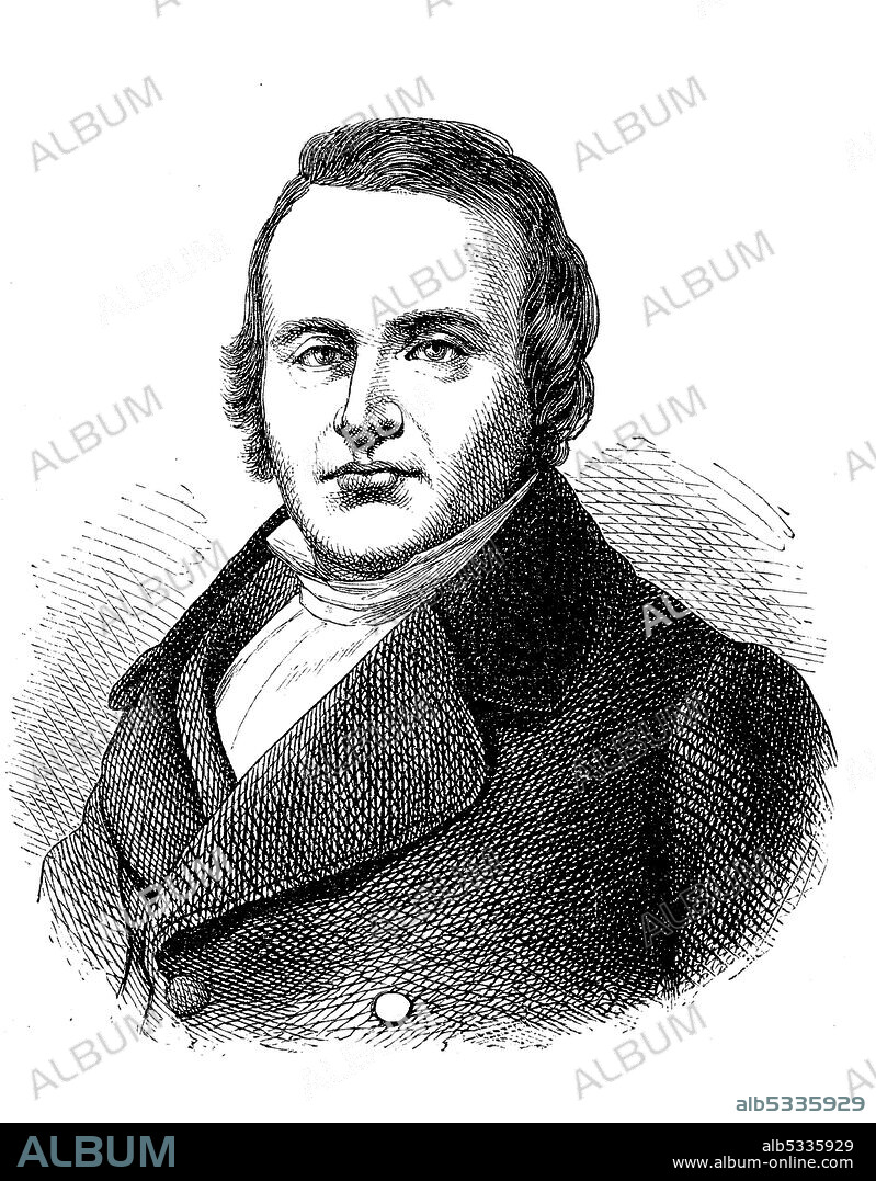 Jean Louis Rodolphe Agassiz, May 28, 1807 - December 14, 1873, a Swiss-American naturalist  /  Jean Louis Rodolphe Agassiz, 28. Mai 1807 - 14. Dezember 1873, ein schweizerisch-amerikanischer Naturforscher, Historisch, historical, digital improved reproduction of an original from the 19th century / digitale Reproduktion einer Originalvorlage aus dem 19. Jahrhundert,.