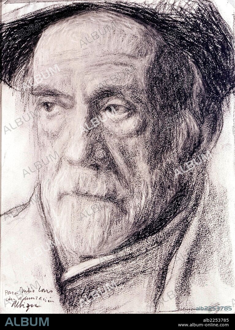 BAROJA , PIO. ESCRITOR ESPAÑOL.SAN SEBASTIAN 1872 - 1956. DIBUJO RETRATO POR ALBIZU.