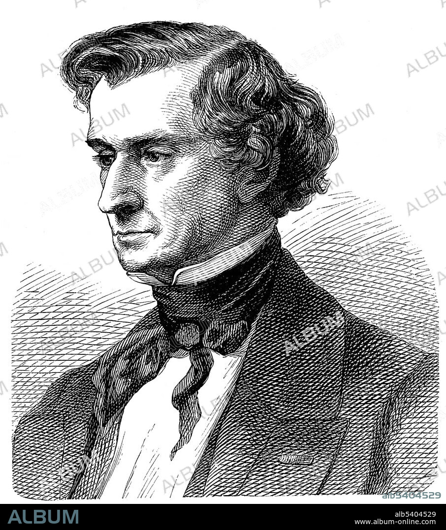 Historical drawing from the 19th Century, portrait of Louis Hector Berlioz, 1803-1869, French composer and music critic