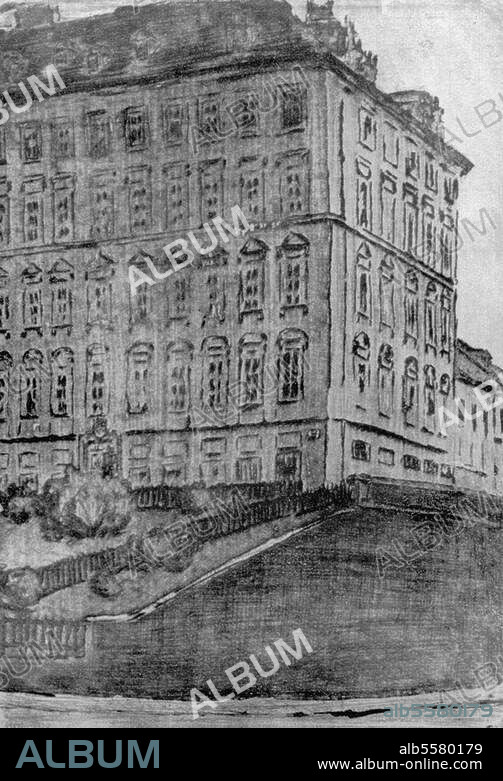 zu: Beethoven, Ludwig van Komponist; 1770-1827. Wien, Pasqualati-Haus auf der Mölkerbastei (Wohnung Beethovens mit Unterbrechungen 1804-15; mit dem Hausherrn Johann Baptist Freiherr von Pasqualati zu Osterberg, 1777-1830, befreundet). Außenansicht. Radierung von Ludwig Gruner (1801-82).