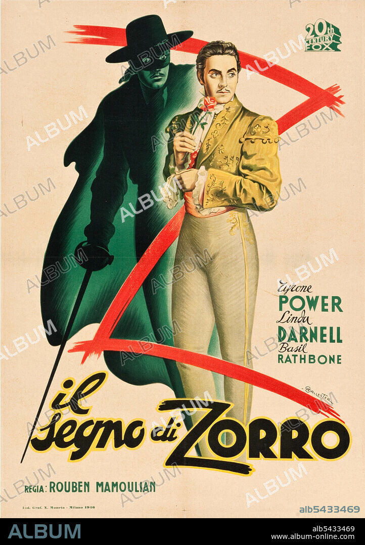 Poster de EL SIGNO DEL ZORRO, 1940 (THE MARK OF ZORRO), dirigida por ROUBEN MAMOULIAN. Copyright 20TH CENTURY FOX.