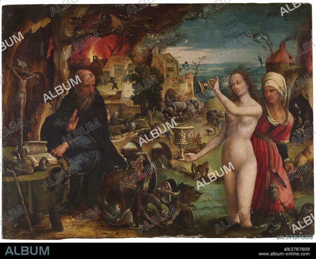 Pieter Coecke van Aelst / 'Las tentaciones de San Antonio Abad'. 1543 - 1550. Óleo sobre tabla, 41 x 53 cm.