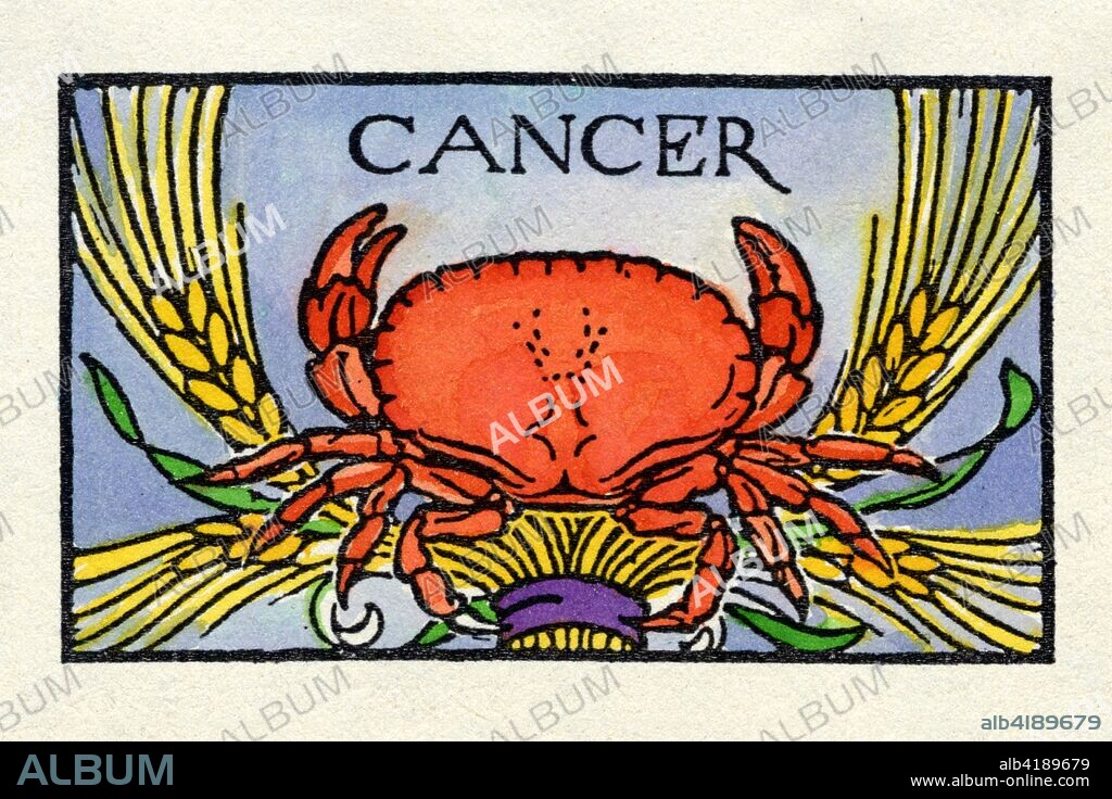 Zodiac 'Cancer' color engraving, 1900 approximately.