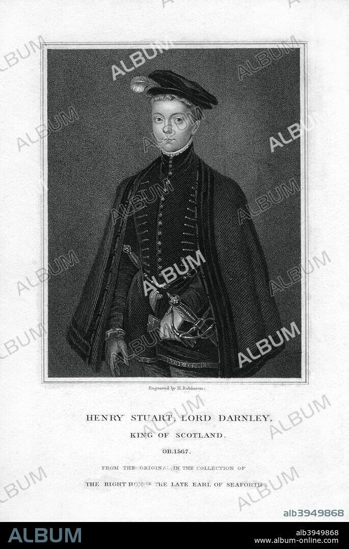 Henry Stuart, Lord Darnley, second husband of Mary, Queen of Scots, (19th century). Darnley (1545-1567) was murdered at Kirk O'Field near Edinburgh in February 1567.