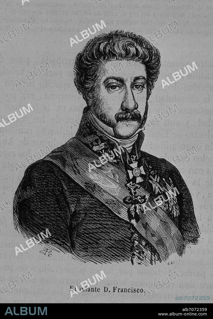 DON FRANCISCO DE PAULA ANTONIO INFANTE DE ESPAÑA 1794/1865 - GRABADO SIGLO XIX.