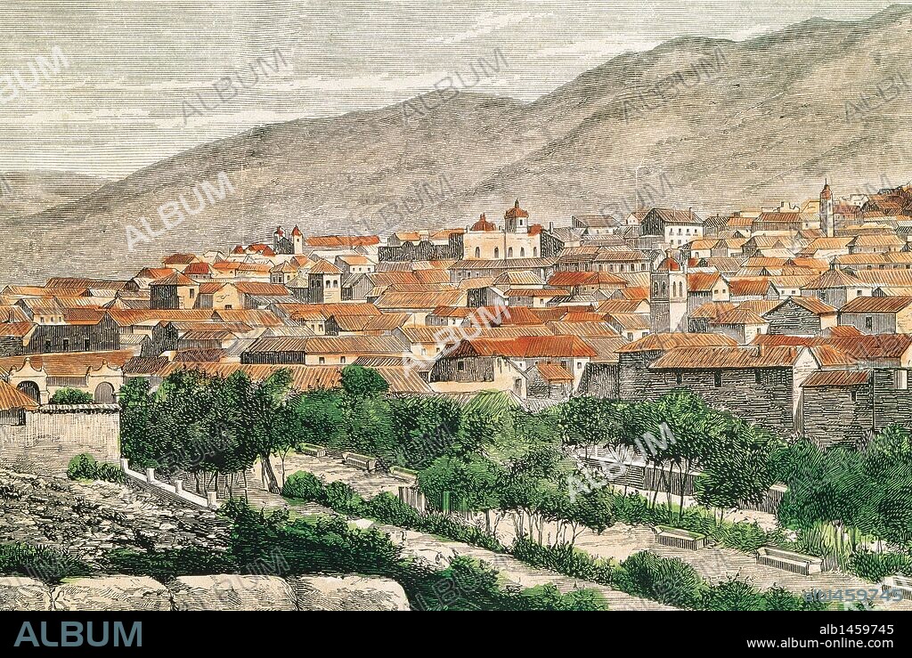 HISTORIA DE AMERICA DEL SUR. BOLIVIA. LA PAZ. Litografía. Año 1877.