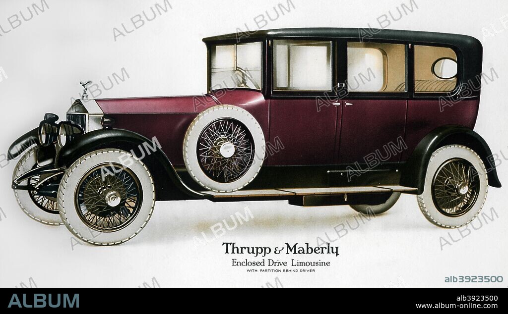Enclosed drive Rolls-Royce limousine with partition behind the driver, c1910-1929(?). A print from the Thrupp and Maberly Ltd's coachbuilding handbook or catalogue.