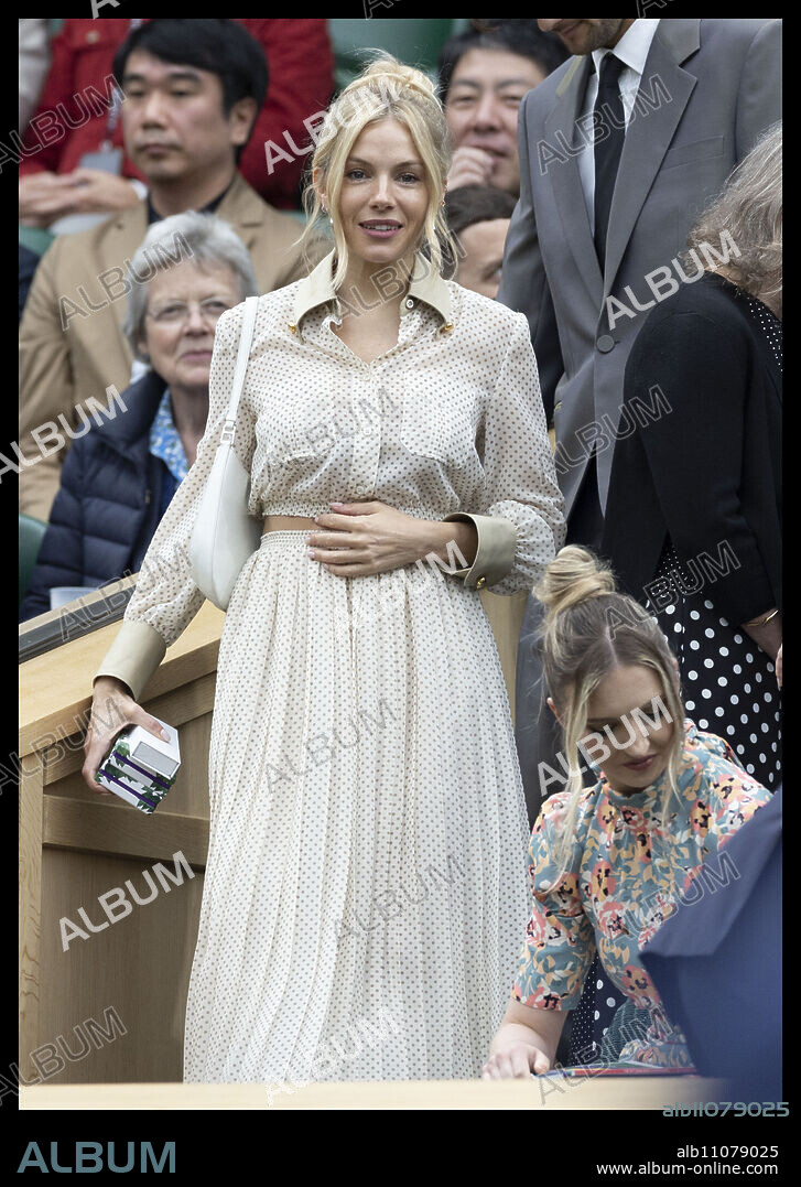 July 9, 2024, London, London, United Kingdom: Sienna Miller arriving in the Royal Box on day nine of the Wimbledon Tennis Championships in London. (Credit Image: © Stephen Lock/i-Images via ZUMA Press).