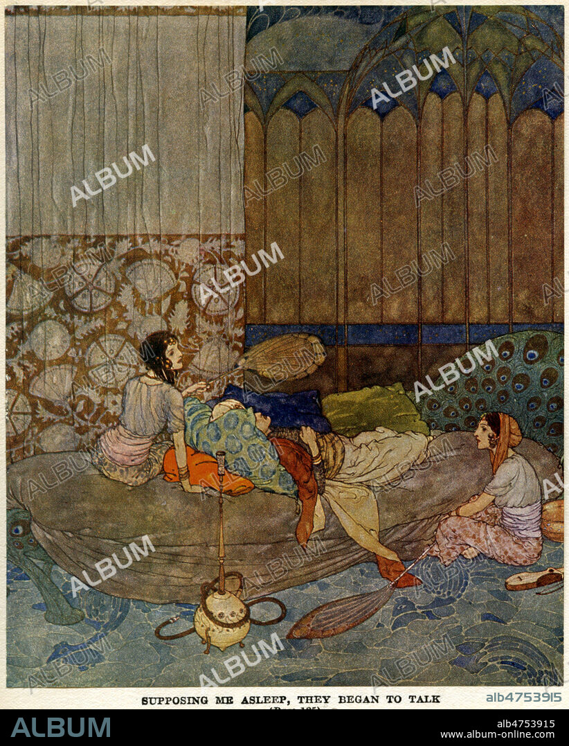 Histoire du jeune roi des Iles Noires, Conte des mille et une nuits. Illustration par Edmund DULAC (1882-1953=ADAGP), in Stories from the Arabian Nights , annees 30. Collection privee GROB/KHARBINE TAPABOR.