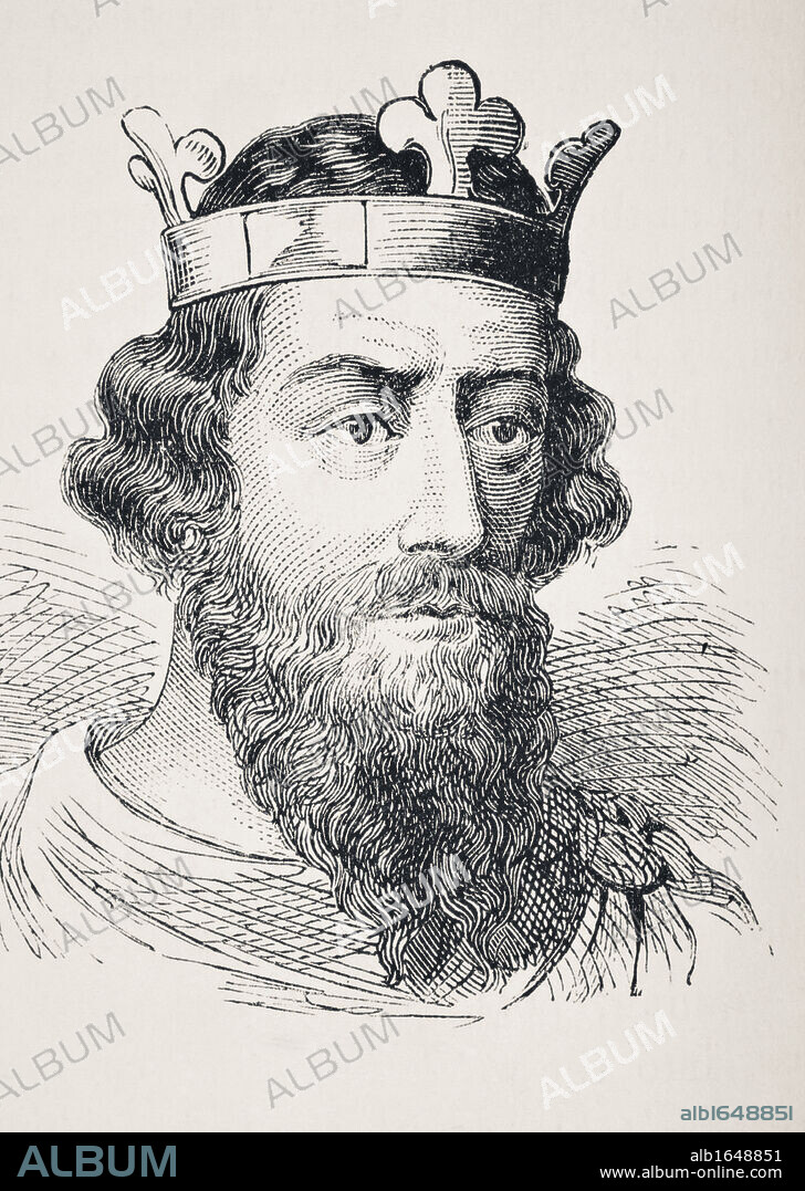 King Alfred the Great circa 847-849 to 899 From The National and Domestic History of England by William Aubrey published London circa 1890.