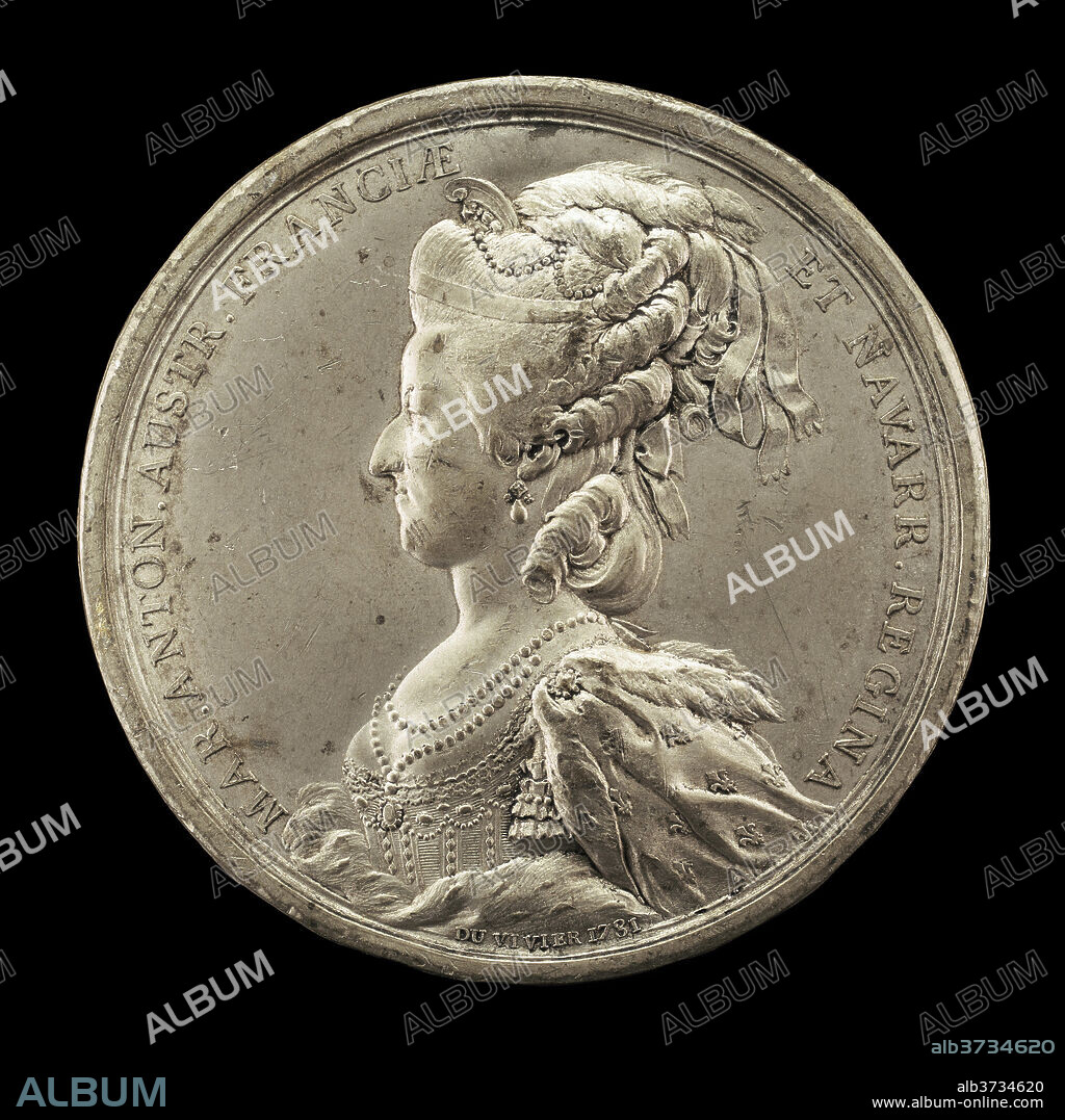 BENJAMIN DUVIVIER. Marie-Antoinette, 1755-1793, Queen of France 1774. Dated: 1781. Dimensions: overall (diameter): 7.3 cm (2 7/8 in.)  gross weight: 54.51 gr (0.055 kg). Medium: silver.