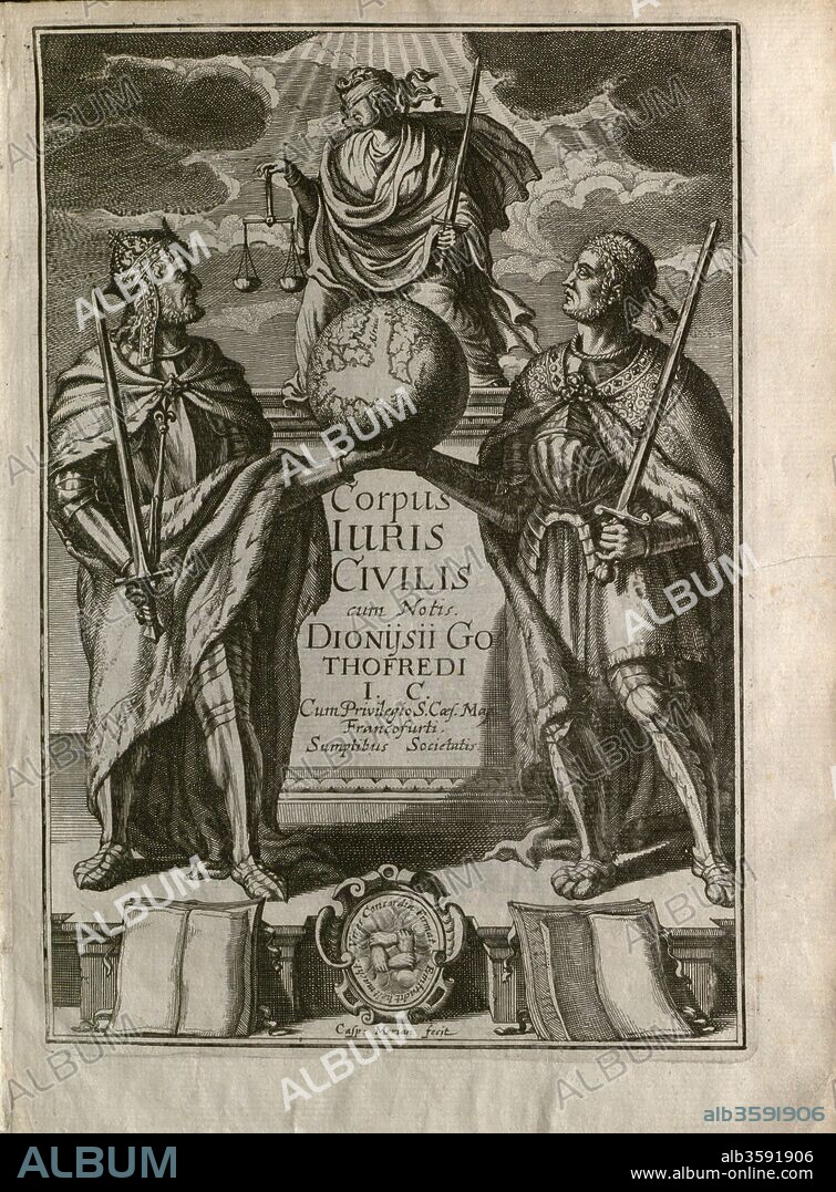 ANONYMOUS. Justinianus Corpus Iuris Civilis (Body of Civil Law). Frontispiece.