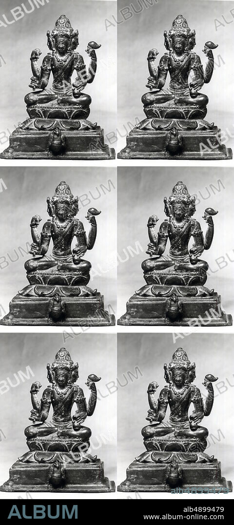 Seated Brahma, Indonesia (Java), Central Javanese period, Date ca. late 9th century, Indonesia (Java), Bronze, H. 4 1/2 in. (11.4 cm), Sculpture.