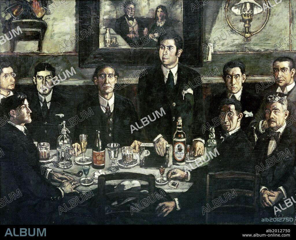 JOSÉ GUTIERREZ SOLANA. José Gutiérrez Solana / 'La tertulia del café de Pombo', 1920, Óleo sobre lienzo, 161,5 × 211,5 cm.