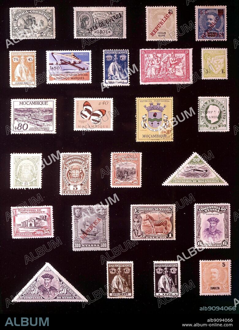 AFRICA - PORTUGUESE EAST AFRICA: (left to right) 1. Portuguese Africa, 2.5 reis, 1898, 2. Portuguese Africa, 1 centavo, 1919, 3. Inhambane, 2.5 reis, 1911, 4. Kionga, 5 centavos, 1916, 5. Lourenco marques, 7.5 centavos, 1914, 6. Lourenco marques, 1.50 escudos, 1952, 7. Mozambique, 60 centavos, 1922, 8. Mozambique, 5 centavos, 1916, 9. Mozambique, 5 escudos, 1933, 10. Mozambique, 5 escudos, 1933, 11. Mozambique, 80 centavos, 1948, 12. Mozambique, 1 escudo, 1961, 13. Mozambique Company, 10 reis, 1892, 14. Mozambique Company, 25 reis, 1895, 15. Mozambique Company, 5 centavos, 1919, 16. Mozambique Company , 20 centavos, 1935, 17. Mozambique Company, 20 centavos, 1937, 18.