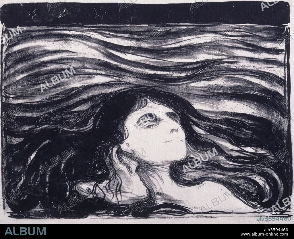 EDVARD MUNCH. Lovers in the Waves (Elskende par i bolger).