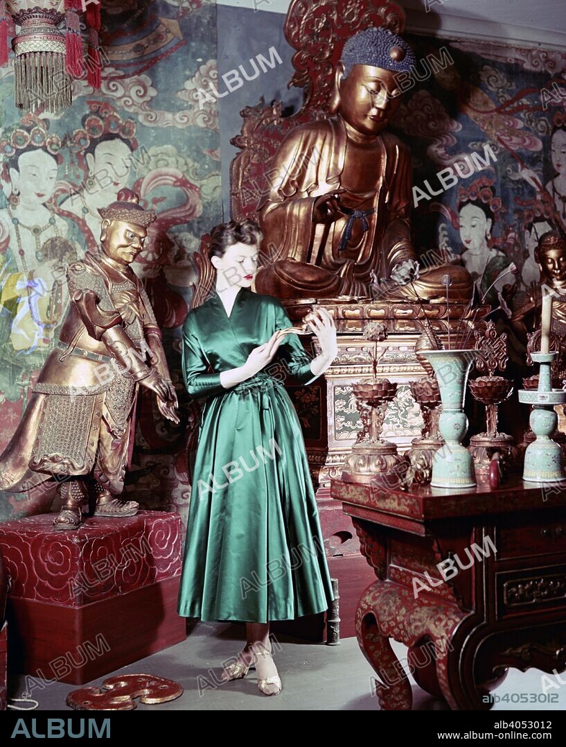 Model showing an evening dress in oriental style, 1950s. The Museum of Ethnography, Stockholm.