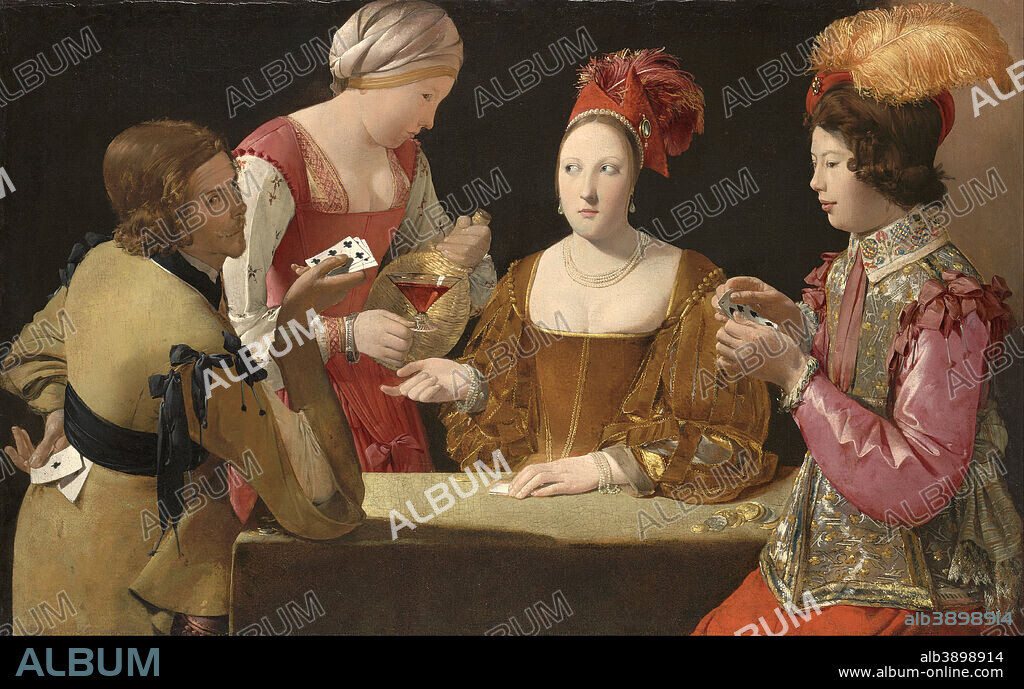 GEORGES DE LA TOUR. The Cheat with the Ace of Clubs. Date/Period: Ca. 1630-34. Painting. Oil on canvas. Height: 978 mm (38.50 in); Width: 1,562 mm (61.49 in).