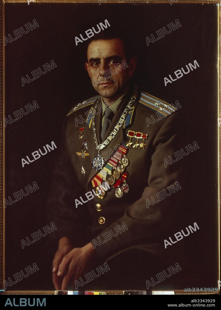 ALEXANDER IVANOVICH LAKTIONOV. Portrait of the Soviet cosmonaut Vladimir M. Komarov (1927-1967).