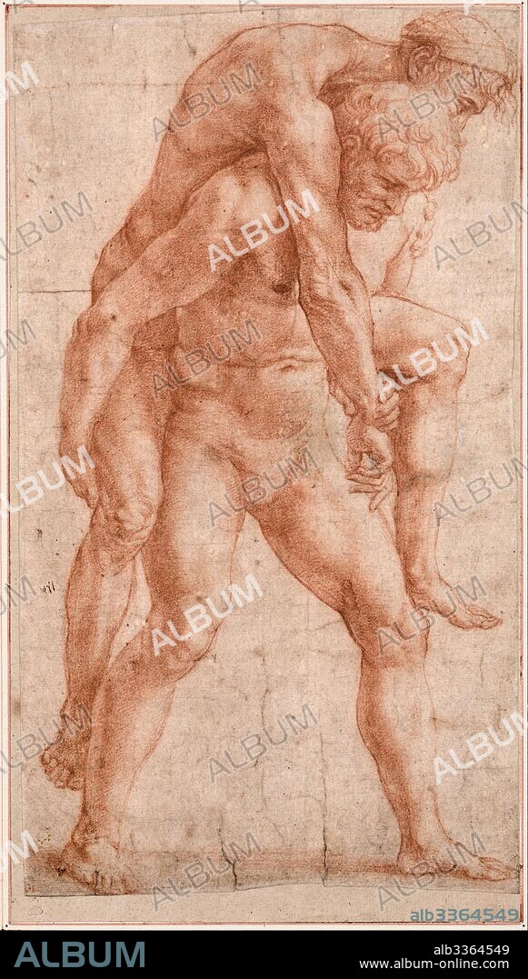RAPHAEL (RAFFAELLO SANZIO DA URBINO). Young Man Carrying an Old Man on His Back (Aeneas and Anchises).