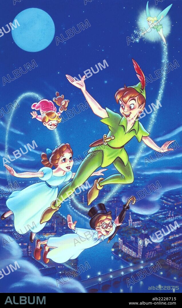 Poster of PETER PAN, 1953, directed by HAMILTON LUKE and WILFRED JACKSON. Copyright WALT DISNEY PRODUCTIONS.