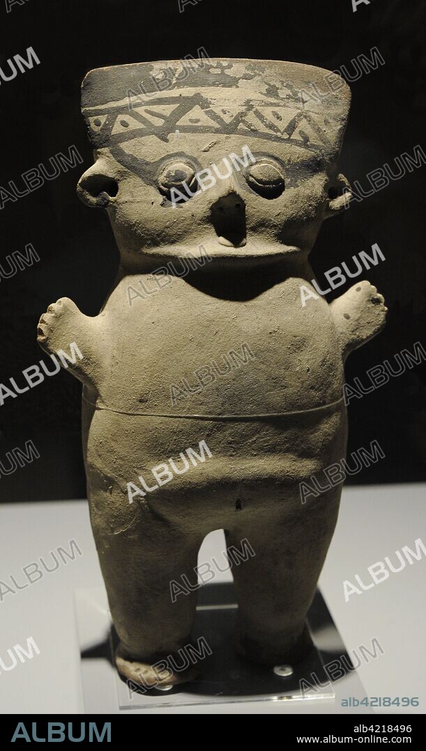 Figura femenina (Cuchimilco). Cerámica pintada. Cultura Chancay, Período Intermedio Tardío (1150-1450 d. C.). Perú. Museo de América. Madrid. España.