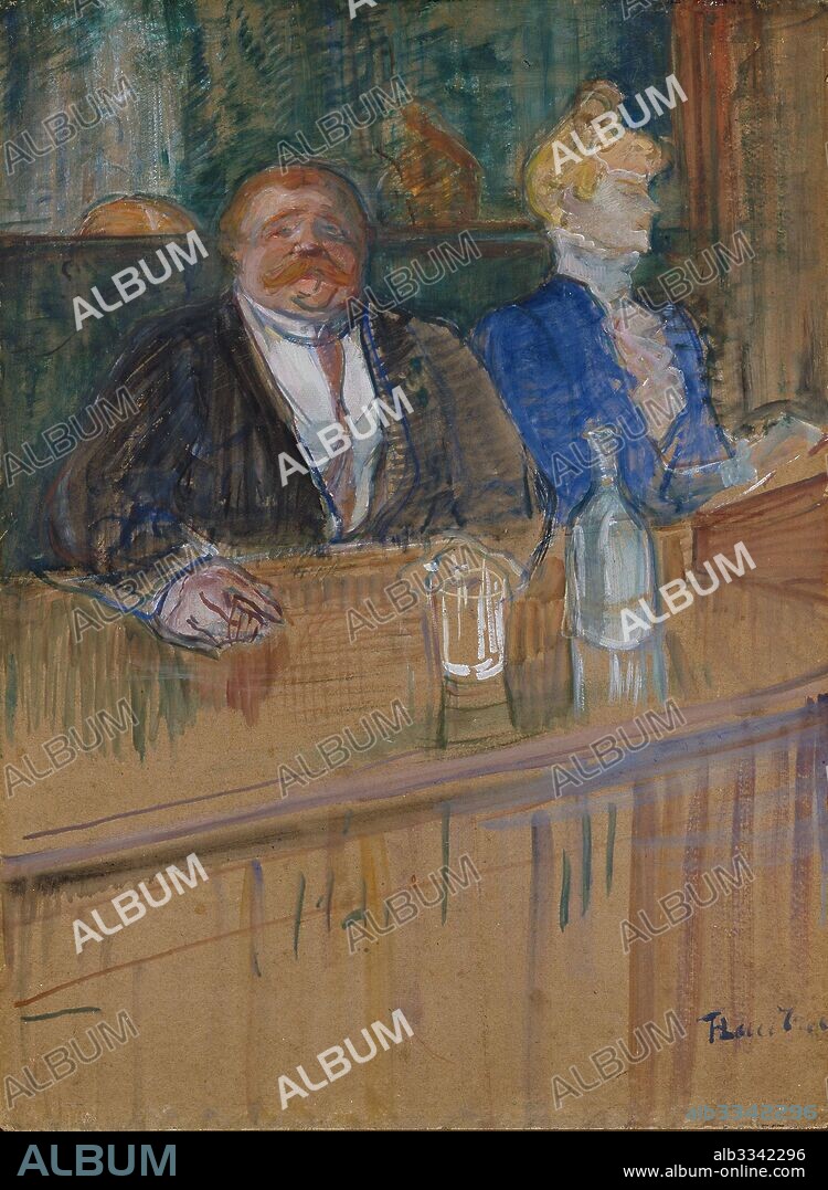 HENRI DE TOULOUSE-LAUTREC. At the Cafe. The Customer and the Anemic Cashier. (Au café: le patron et la caissière chlorotique).