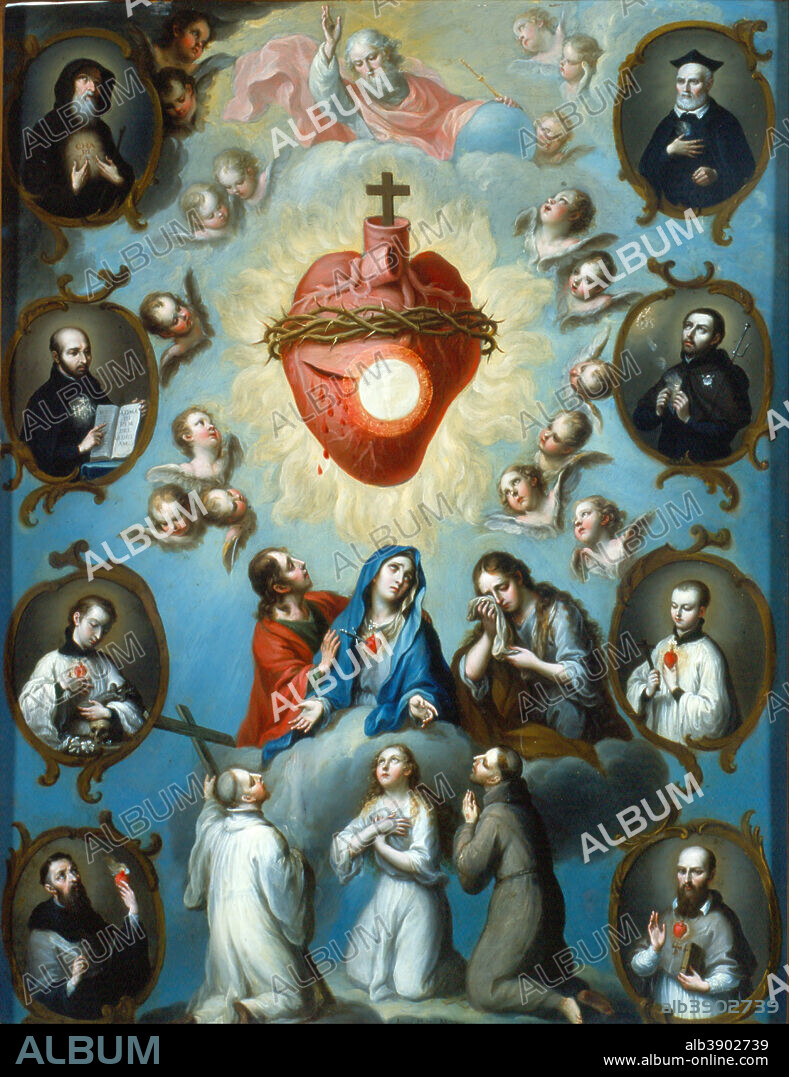 JUAN PATRICIO MORLETE RUIZ. El Corazón de Jesús The Heart of Jesus. Date/Period: 1759. Painting. Oil on copper Oil on copper. Height: 570 mm (22.44 in); Width: 430 mm (16.92 in).